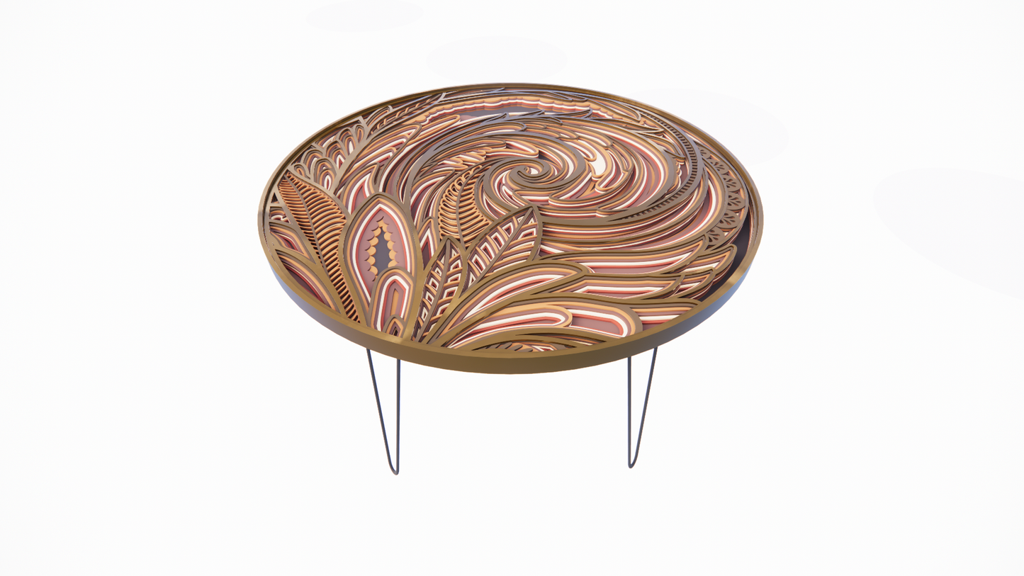 Floral Infinity Table | Handcrafted 3D Wood Art Centerpiece