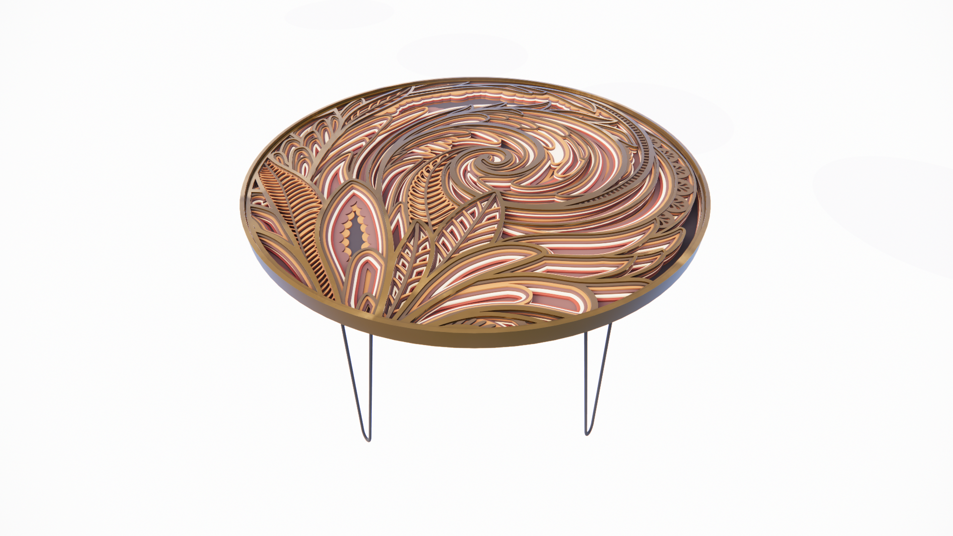 Floral Infinity Table | Handcrafted 3D Wood Art Centerpiece