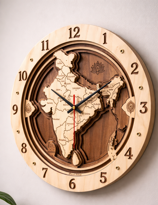 Multilayered Indian Map clock