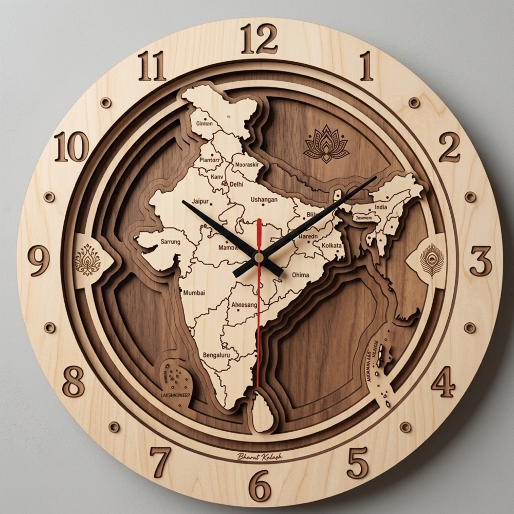 Multilayered Indian Map clock